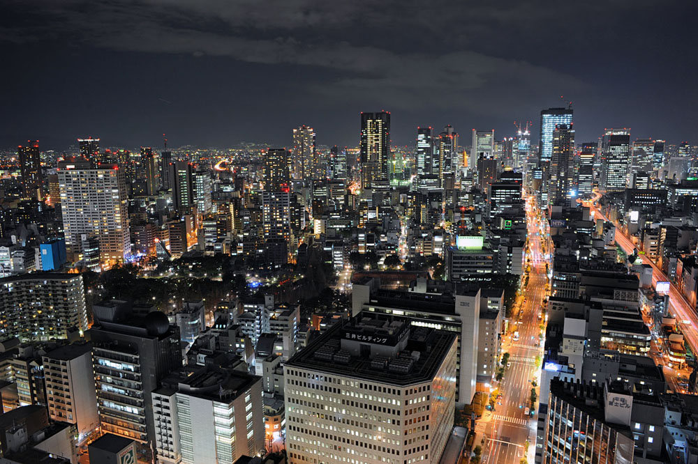 Night view from ORIX Honmachi Building Observation Terrace