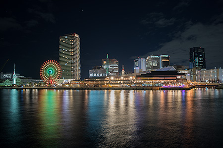 神戸メリケンパーク オリエンタルホテル付近の夜景