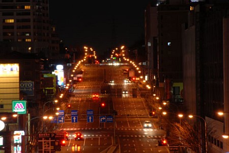 トトロ通り　桜山歩道橋の夜景
