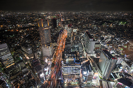 渋谷スクランブルスクエア　SHIBUYA SKYの夜景