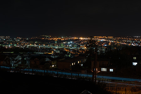 北海道札幌稲雲高等学校階段の夜景